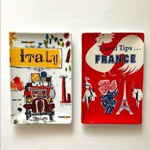 Rosanna Set of 2 Porcelain Travel Tips France and Italy Trinket Dishes